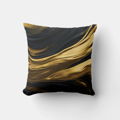 Gold  Black Sleek Throw Pillow