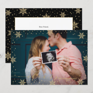 Gold & Black Snowflakes Cheers Photo Christmas C Card
