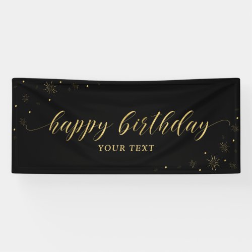 Gold  Black  Sparkle Happy Birthday Party Banner