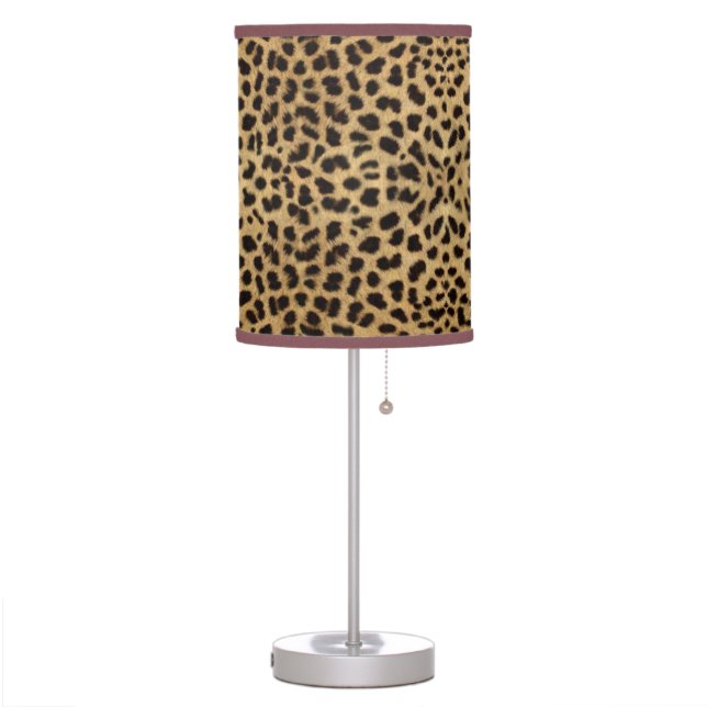 Gold & Black Spotted Cheetah Animal Pattern Table Lamp (Left)