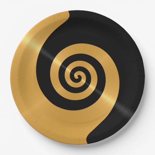 Gold Black Stainless Steel Metal Paper Plates (Front)