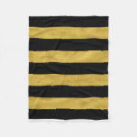 Gold &amp; Black Stripe Fleece Blanket at Zazzle