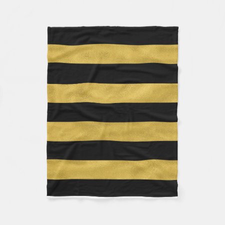 Gold & Black Stripe Fleece Blanket