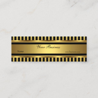 Gold Black Stripe Skinny Mini Business Card