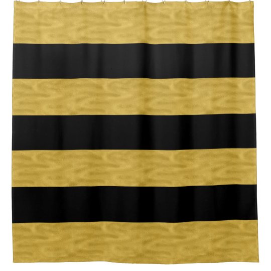 Gold & Black Striped Shower Curtain