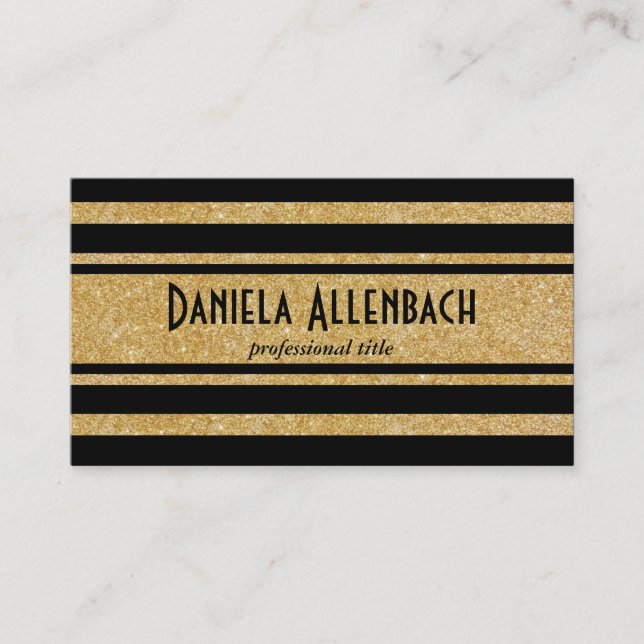 Gold & Black Stripes 2 Business Card (Front)