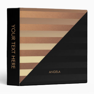 Gold Black Stripes 3 Ring Binder