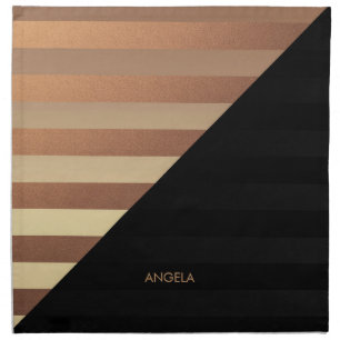 Gold Black Stripes Cloth Napkin