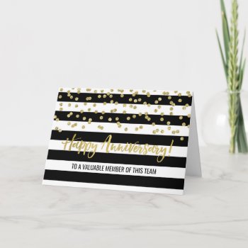Gold Black Stripes Employee Anniversary Card by DreamingMindCards at Zazzle