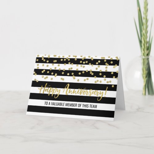 Gold Black Stripes Employee Anniversary Card