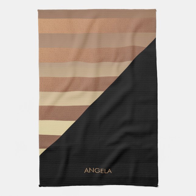 Gold Black Stripes Kitchen Towel (Vertical)