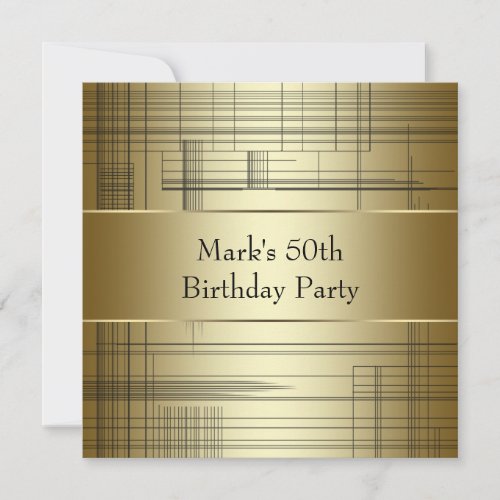 Gold Black Stripes Mans Classy 50th Birthday Party Personalized Announcements