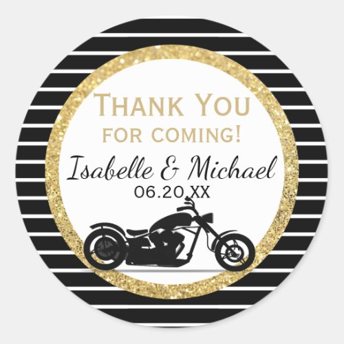 Gold Black Stripes Motorcycle Wedding Sticker
