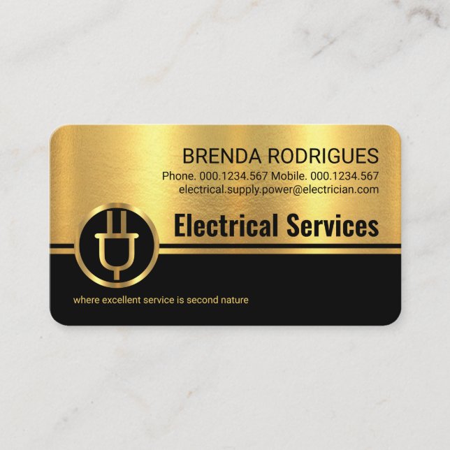 Gold Black Stripes Power Plug Business Card (Front)