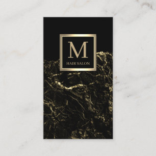 Gold black stylish hair salon business card