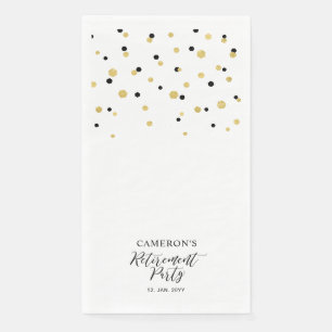 Gold & Black Stylish Script Confetti Cheers Party Paper Guest Towels