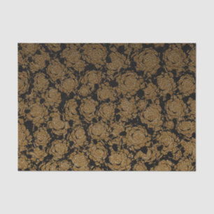Gold Black Succulent Floral Metallic Pattern Tissue Paper