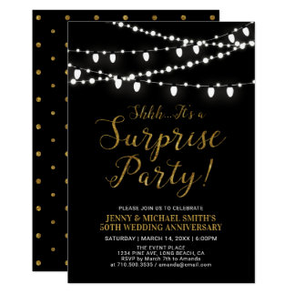 Gold & Black | Surprise 50th Wedding Anniversary Invitation
