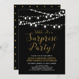 Gold & Black Surprise 50th Wedding Anniversary Invitation