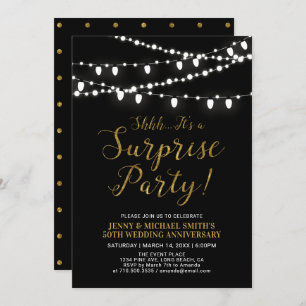 Gold & Black   Surprise 50th Wedding Anniversary Invitation