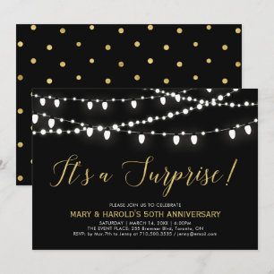Gold & Black   Surprise 50th Wedding Anniversary Invitation