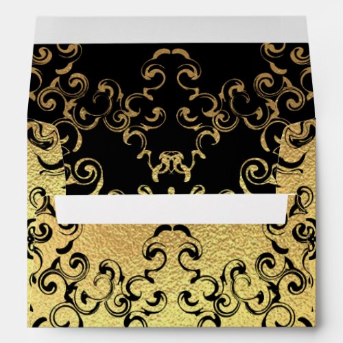 Gold  Black Swirl Gothic Wedding Envelope