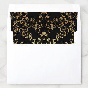 Gold & Black Swirl Gothic Wedding Envelope Liner