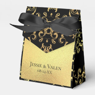 Gold & Black Swirl Gothic Wedding Favor Boxes