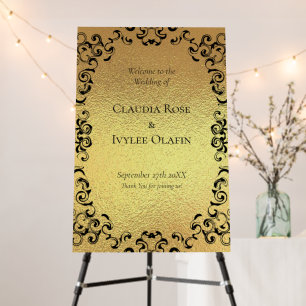 Gold & Black Swirl Gothic Wedding Foam Board