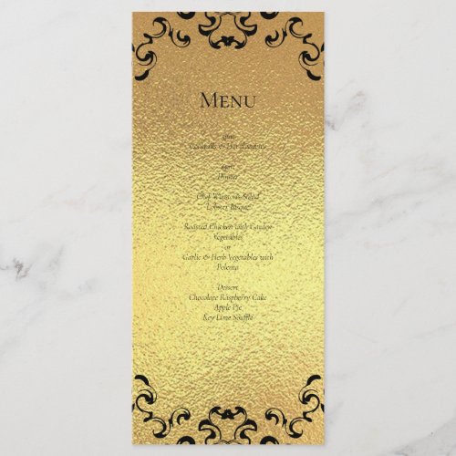 Gold  Black Swirl Gothic Wedding Menu