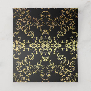 Gold & Black Swirl Gothic Wedding Place Card