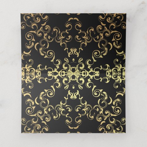 Gold  Black Swirl Gothic Wedding Place Card