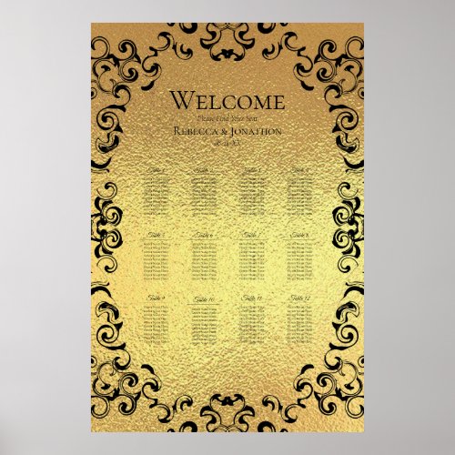 Gold  Black Swirl Gothic Wedding Poster