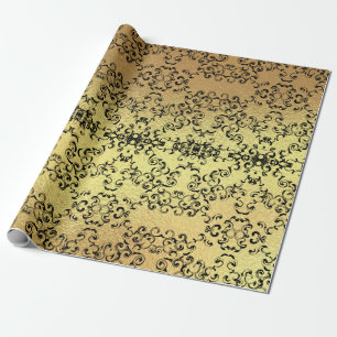 Gold & Black Swirl Gothic Wedding Wrapping Paper