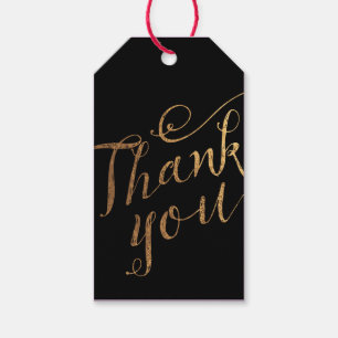 Gold Black Swirl Thank You Wedding Favor Gift Tag