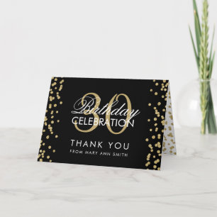 Gold Black Thank you 30th Birthday Confetti Card