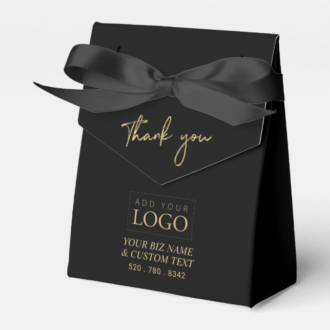 Gold & Black Thank you Business Event Logo  Favor Boxes (Front Side)