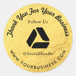 Gold & Black   Thank You Business LOGO Sticker