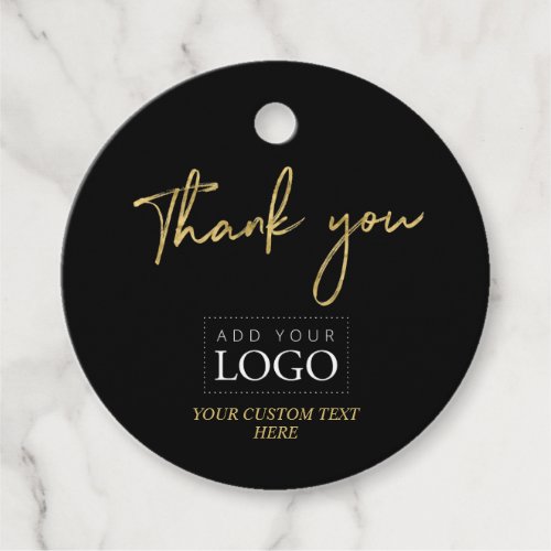 Gold  Black Thank you Custom Business Logo Favor Tags