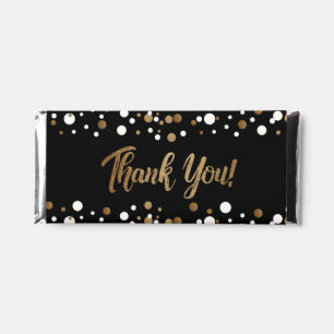 Gold Black Thank you Glitter Faux Gold confett Hershey Bar Favors