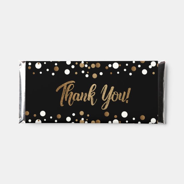 Gold Black Thank you Glitter Faux Gold confett Hershey Bar Favors (Front)