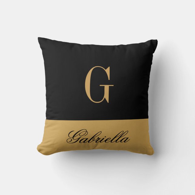Gold Black Throw Pillow (Front)