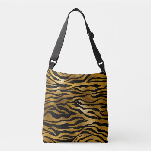Gold  Black Tiger Stripe Crossbody Bag