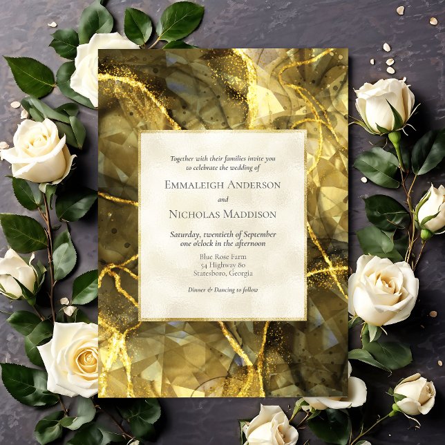 Gold Black Topaz Gemstone Wedding Invitation (Creator Uploaded)