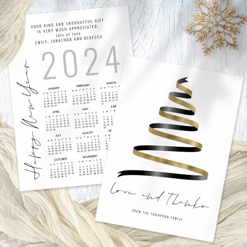 Gold Black Tree 2024 Calendar Love Thanks  Card