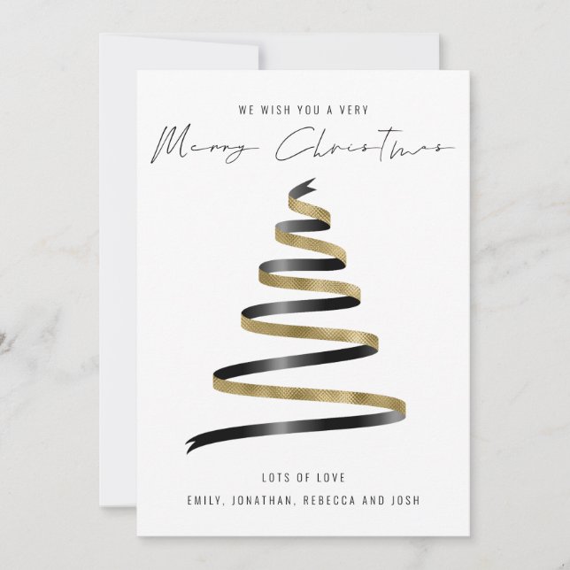 Gold Black Tree 2026 Calendar Merry Christmas Holiday Card (Front)