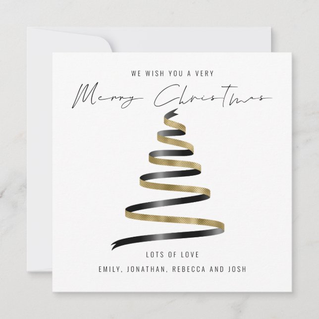 Gold Black Tree 2027 Calendar Merry Christmas Note Card (Front)