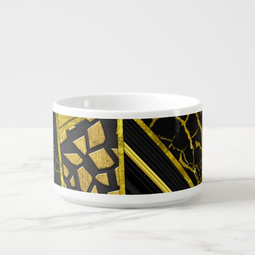 Gold Black Triangle Texture Illusion Bowl