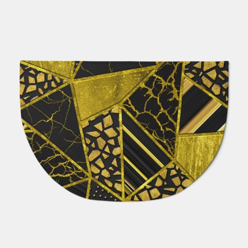Gold Black Triangle Texture Illusion Doormat