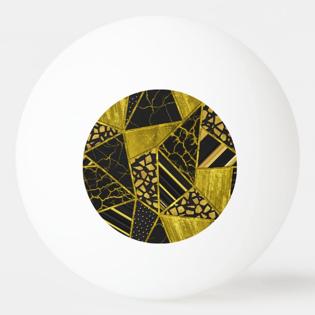 Gold Black Triangle Texture Illusion Ping Pong Ball (Front)